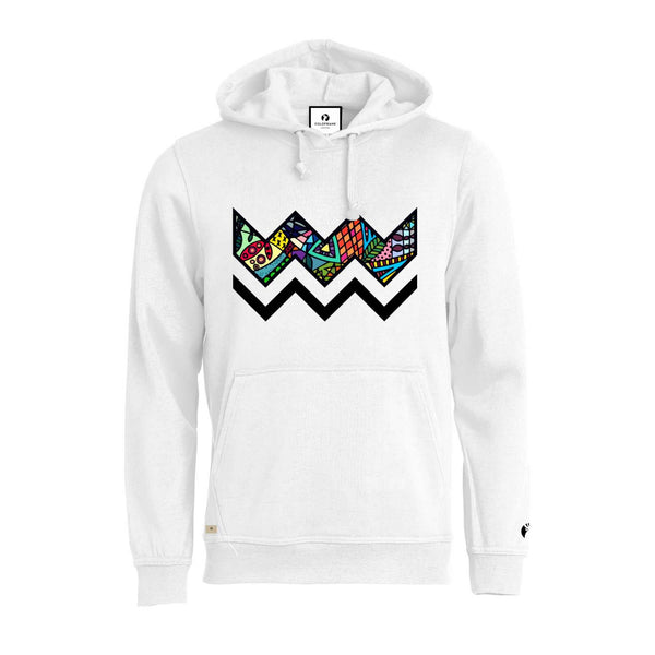 GEOMETRIC WHITE HOODIE